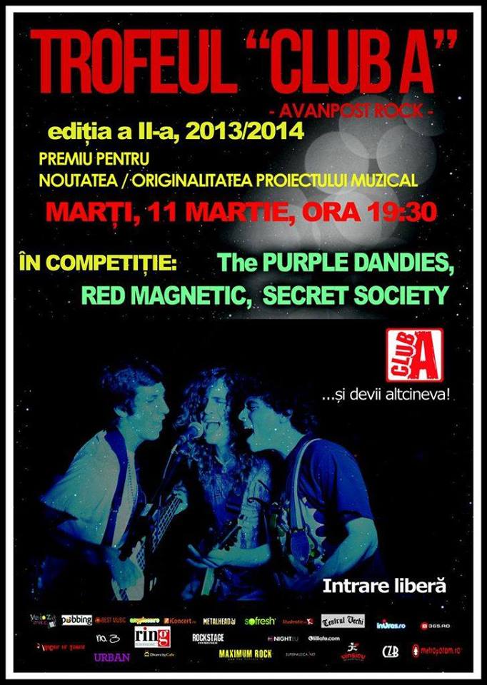 O noua etapa a Trofeului „Club A” cu The Purple Dandies, Red Magnetic si Secret Society